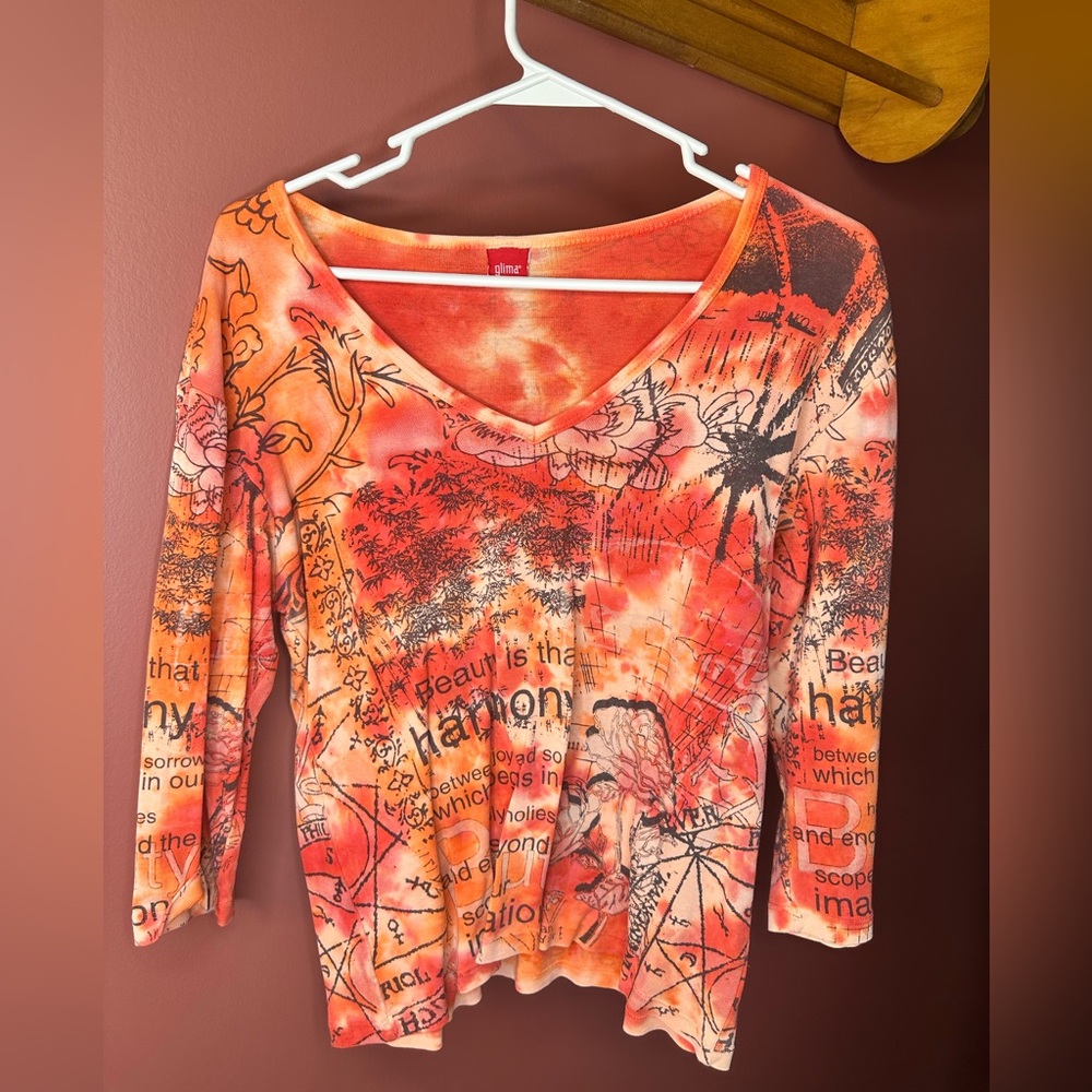 Vintage/Y2k 3/4 sleeve printed tee